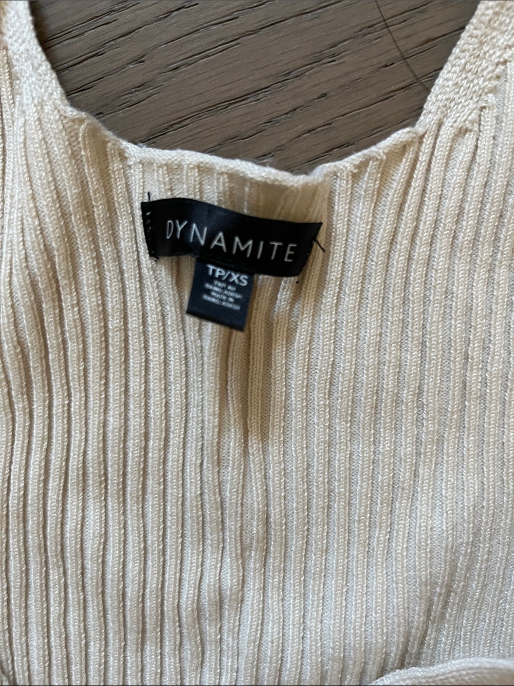 Dynamite Ribbed Twist-Front Cream Tank - Picture 3 of 6